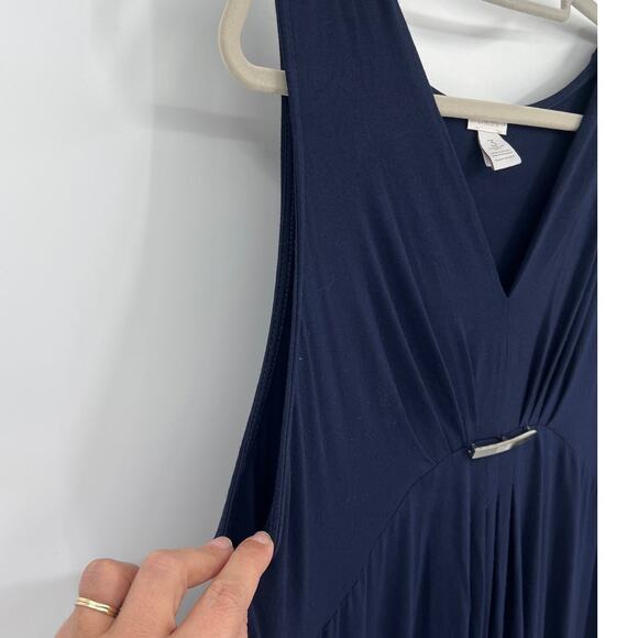 Vtg 90s Chico's Babydoll Maxi Dress Sz 16 Chicos 3 Asymmetrical Coastal Minimal - Picture 6 of 13